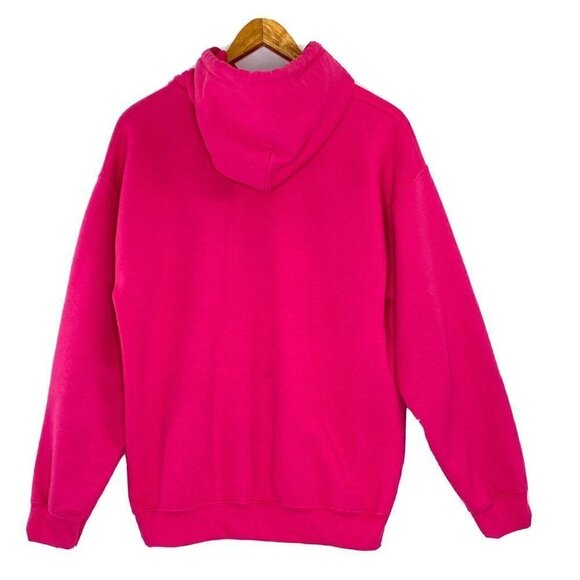 Gildan Hooded Sweatshirt Womens size Medium be kind Pullover Hoodie Bright Pink - Picture 2 of 9